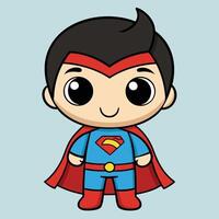 superman cartoon character with big eyes and a red cape white background vector