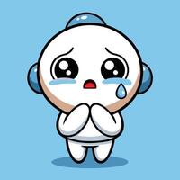 a cartoon character crying with a blue background vector