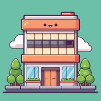 a cartoon building with a face on it white background vector