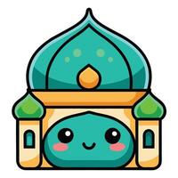 mosque with a smiling face vector