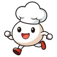 a cartoon character wearing a chef hat and running white background vector