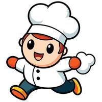 a cartoon chef running with a pot vector
