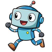 a cartoon robot running with his arms outstretched vector