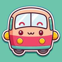 a cute bus with a smiley face on it white background vector