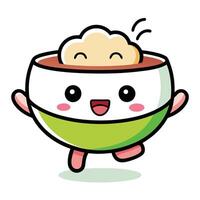 a cartoon bowl with a face and eyes vector