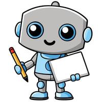 robot holding and paper vector