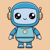 cute robot white background vector