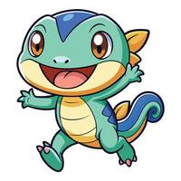 a cartoon character of a small green lizard vector