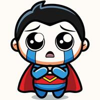 superman crying cartoon character white background vector