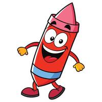 a cartoon red crayon character with a smile on his face vector