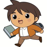 boy running with a book white background vector