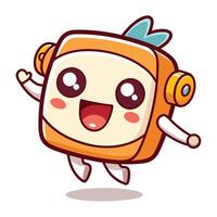 a cartoon robot character with a smile on its face vector