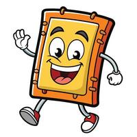 a cartoon character of a box running with a smile vector