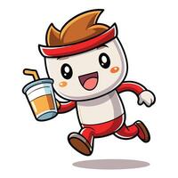 a cartoon character running with a drinkwhite backgroundwhite background vector