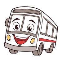 a cartoon bus with a smile on its facewhite backgroundwhite background vector
