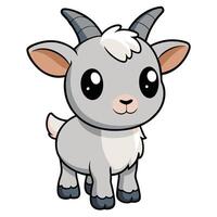 cartoon goat with big eyes and horns white background vector