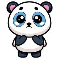 a cartoon panda bear with bluewhite backgroundwhite background eyes and a sad expression vector