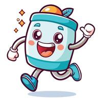 cartoon character of a juice can running vector