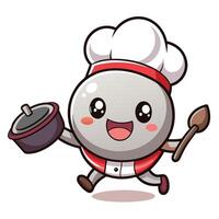 a cartoon chef character running with a pan vector