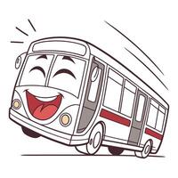 a cartoon bus with a happy face and a smile white background vector