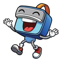 a cartoon robot running white background vector