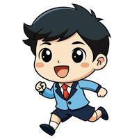 a cartoon boy in a suit and tie running white background vector