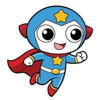 super hero cartoon character running with a cape vector