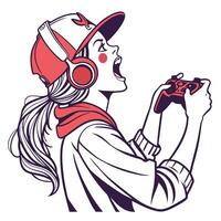 girl game with controller vector