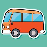 a sticker of a bus on a green background vector