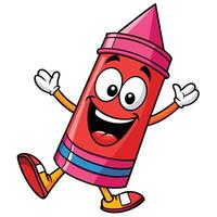 a cartoon red crayon character waving and smiling vector