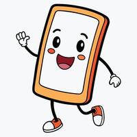 phone character running and waving vector