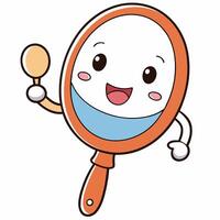 character holding a mirror and smiling vector