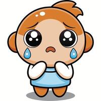 a cartoon crying monkey with a sad face vector
