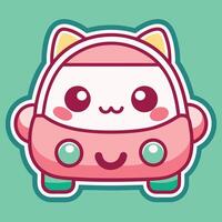 a cute pink car with a cat face on it vector