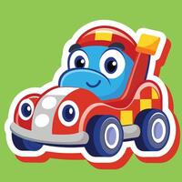 car with a smiley face on it white background vector