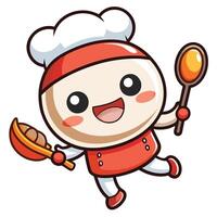 a cartoon character wearing a chef hat and holding a spatula vector