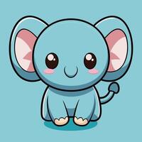 kawaii elephant cute cartoon illustration vector