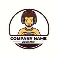 a man with headphones and a headset is holding a controller vector