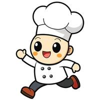 chef running with his hands up white background vector