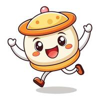 a cartoon character running with a pot of rice vector