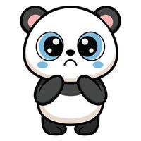 panda bear with blue eyes and a sad expression vector