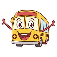 cartoon bus with arms up and smiling vector