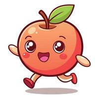 a cartoon apple running with a smile vector