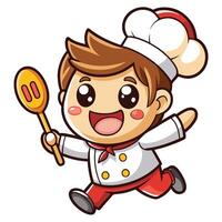 chef running with a spatula vector