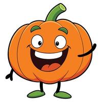 a cartoon pumpkin character waving and smiling vector