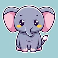 a cute elephant with big eyes white background vector