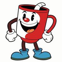 cup with a smiley face and red shoes vector