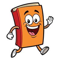 cartoon book running with happy face illustration vector