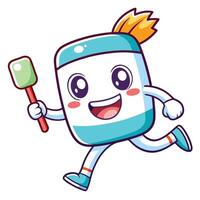 a cartoon character running with a toothbrush vector