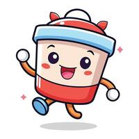 a cartoon character running with a cup vector